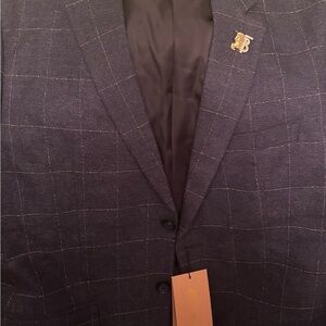 Burberry Dark Blue Checkered Suit
